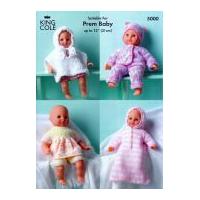 King Cole Doll Clothes Big Value Knitting Pattern 5000 DK