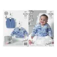 King Cole Baby Cardigan & Waistcoat Cherish Crochet Pattern 4417 DK