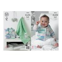 King Cole Baby Coats & Blanket Cherish Crochet Pattern 4418 DK