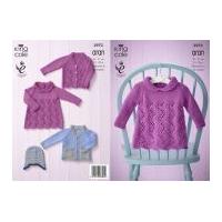 King Cole Baby Dress, Cardigans & Hat Comfort Knitting Pattern 3973 Aran
