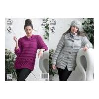 king cole ladies sweater jacket hat big value knitting pattern 3816 su ...