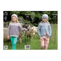 King Cole Girls Jacket, Top & Hats Masham Knitting Pattern 4021 DK