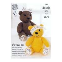 King Cole Children in Need Pudsey & Girl Bear Big Value Knitting Pattern 1004 DK