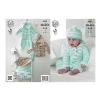 King Cole Baby Onesie, Coat, Hat & Blanket Flash Knitting Pattern 4233 DK