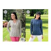 King Cole Ladies Sweater & Cardigan Fashion Knitting Pattern 4346 Aran