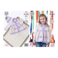 King Cole Girls Jacket, Blanket & Hat Smarty Baby Knitting Pattern 4444 DK