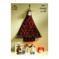 King Cole Christmas Advent Tree & Angels Big Value Knitting Pattern 8001 DK, Chunky