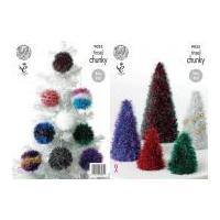 King Cole Christmas Trees & Baubles Tinsel Knitting Pattern 9035 Chunky