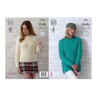 King Cole Ladies Sweaters Big Value Knitting Pattern 4702 Chunky