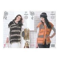 King Cole Ladies Tunic, Waistcoat & Hat Urban Knitting Pattern 4331