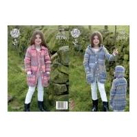 King Cole Girls Coats Drifter Knitting Pattern 4606 Chunky