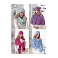King Cole Ladies Scarves, Hat, Gloves, Headband & Neck Warmer Embrace Knitting Pattern 4695 DK