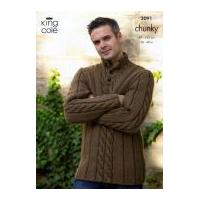 King Cole Mens Sweater & Tank Top Magnum Knitting Pattern 3091 Chunky