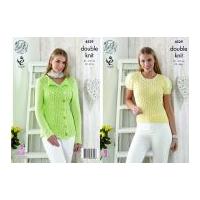 King Cole Ladies Top & Cardigan Giza Knitting Pattern 4529 DK