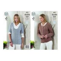 King Cole Ladies Raglan Sleeve Top & Cardigan Giza Knitting Pattern 4531 DK