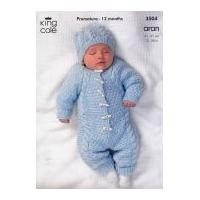 King Cole Baby All-in-One Onesie Comfort Knitting Pattern 3504 Aran