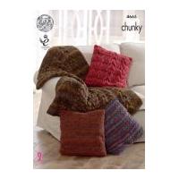 King Cole Home Throw Blanket & Cushion Covers Corona Knitting Pattern 4665 Chunky