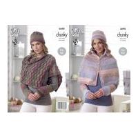 King Cole Ladies Cape, Shoulder Wrap, Hat & Wrist Warmers Cotswold Knitting Pattern 4698 Chunky