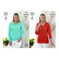 King Cole Ladies Raglan Sleeve Cardigan & Sweater Giza Knitting Pattern 4532 DK