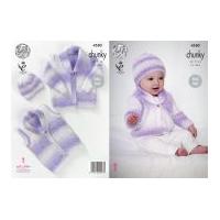 King Cole Baby Cardigan, Waistcoat & Hat Big Value Baby Soft Knitting Pattern 4580 Chunky