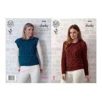 King Cole Ladies Sweater & Sleeveless Top Big Value Knitting Pattern 4705 Chunky