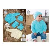 King Cole Baby Sweater, Cardigan, Hat, Scarf & Booties Comfort Knitting Pattern 4646 Aran