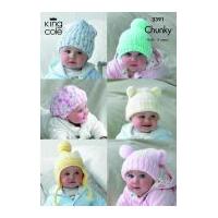 King Cole Baby Hats Comfort Knitting Pattern 3391 Chunky