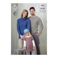 King Cole Family Sweater & Tunic Top Fashion Knitting Pattern 4552 Aran