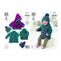 King Cole Baby Coat, Sweater, Poncho & Hat Comfort Knitting Pattern 4557 Chunky