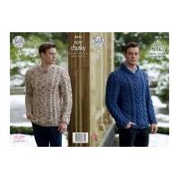 King Cole Mens Sweaters Big Value Twist Knitting Pattern 4616 Super Chunky