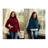 King Cole Ladies Sweater & Poncho Big Value Twist Knitting Pattern 4618 Super Chunky