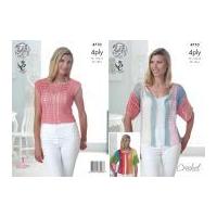 King Cole Ladies Top & Cardigan Giza Crochet Pattern 4710 4 Ply