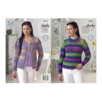 king cole ladies sweater cardigan riot knitting pattern 4715 chunky