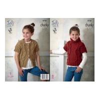 King Cole Girls Cap Sleeved Top & Cardigan New Magnum Knitting Pattern 4720 Chunky