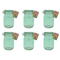 Kilner Coloured Clip Top Jar 1L, Green, 6 pack