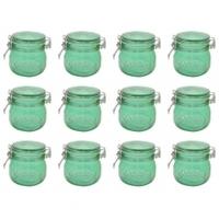 Kilner Coloured Clip Top Jar 0.5L, Green, 12 pack