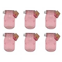 Kilner Coloured Clip Top Jar 1L, Pink, 6 pack