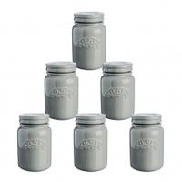 Kilner Ceramic Storage Jar, Morning Mist, 6 Pack