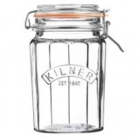 Kilner Facetted Clip Top Jar 0.95L, Glass, Single