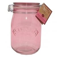 Kilner Coloured Clip Top Jar 1L, Pink, Single