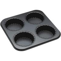 kitchen craft master class non stick four hole loose base fluted mini  ...