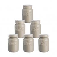 Kilner Ceramic Storage Jar, Pebble Grey, 6 Pack