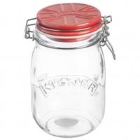 Kilner Ceramic Lid Cliptop 1.0L, Red Ceramic, Single