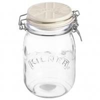 Kilner Ceramic Lid Cliptop 1.0L, White Ceramic, Single