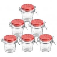 Kilner Ceramic Lid Cliptop 0.35L, Red Ceramic, 6 Pack