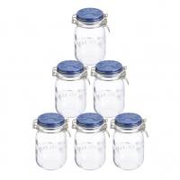 Kilner Ceramic Lid Cliptop 1.0L, Blue Ceramic, 6 Pack