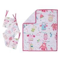 Kiddicare Little Favourites Crib Coverlet Bumper and White Fitted Sheet Set