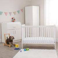 Kiddicare Chloe Nursery Furniture Cot Roomset White