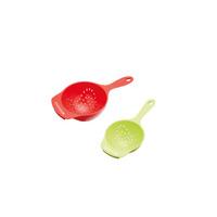 Kitchen Craft Plastic Mini Colander Set - Red / Green (pack Of 2)