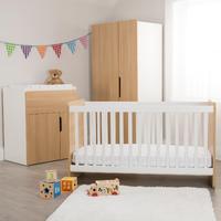 Kiddicare Oulu Nursery Furniture Cot Bed Set Modern Mix and FREE mattress
